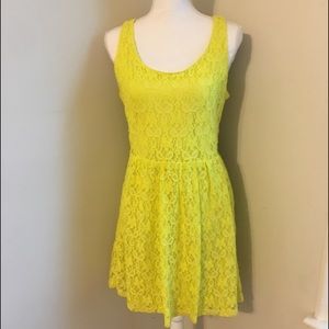 💛Bright Yellow Lace Cut Out Dress💛